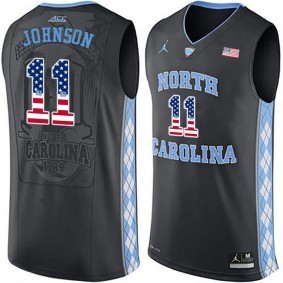 Male North Carolina Tar Heels #11 Brice Johnson Black National Flag Basketball Jersey