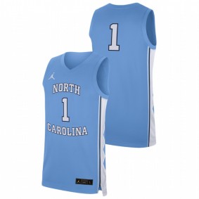 Men's North Carolina Tar Heels College Baketball #1 Carolina Blue Replica Jersey